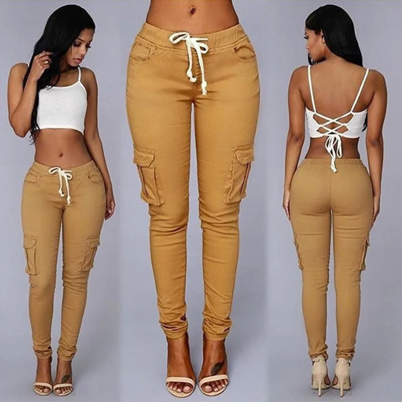 Slim-Fit Bleistifthose für Damen mit Kordelzug & Taschen